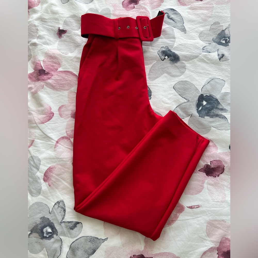 Zara High Waist Red Trousers